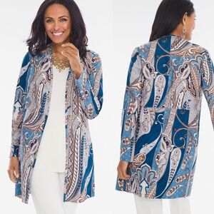 Chico’s Boho Blue Paisley Print Suede Jacket